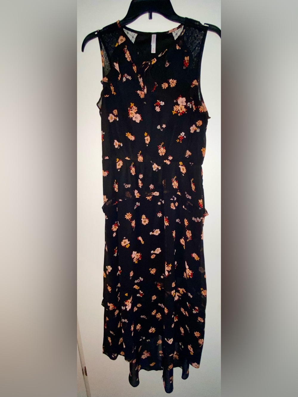 Xhilaration Black Floral High-Low Dress